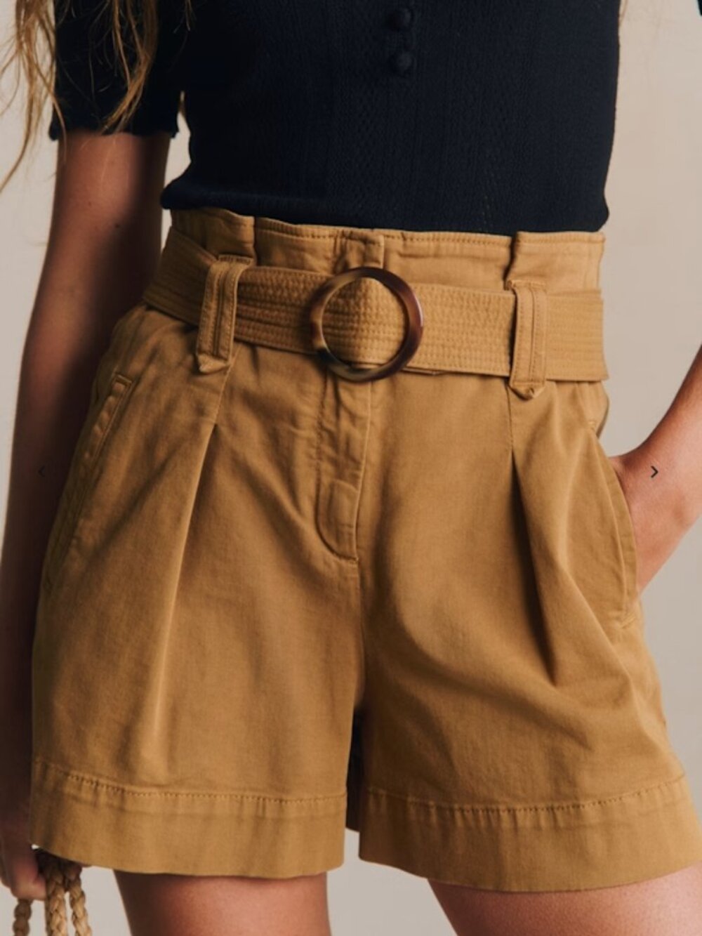 Sézane Rome High Rise Shorts Size 42 - Caramel